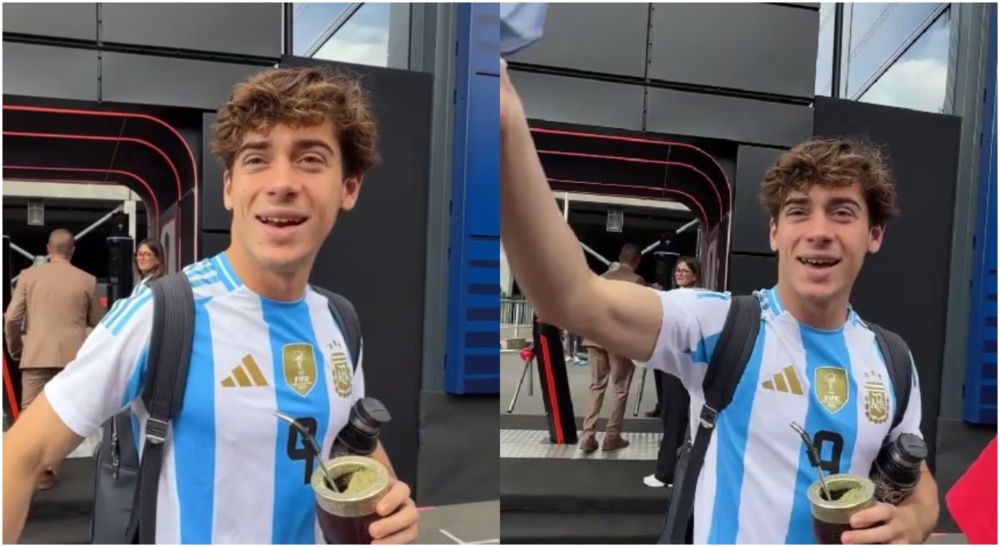 Con una bandera de Messi y Maradona, Colapinto llegó al GP de Bélgica