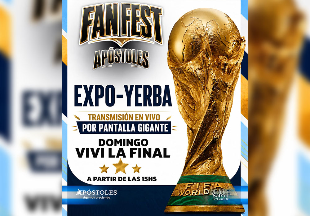 Por el clima, el Fan Fest de Apóstoles se realizará en la Expo Yerba