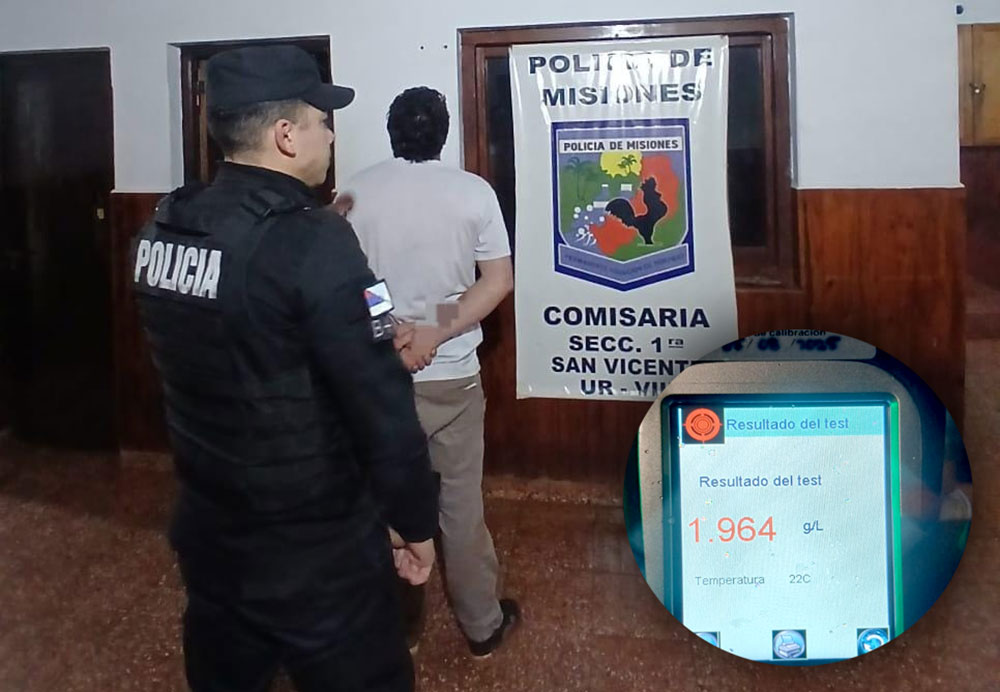 Alcoholemia positiva tras un choque sobre la ruta 14 en San Vicente