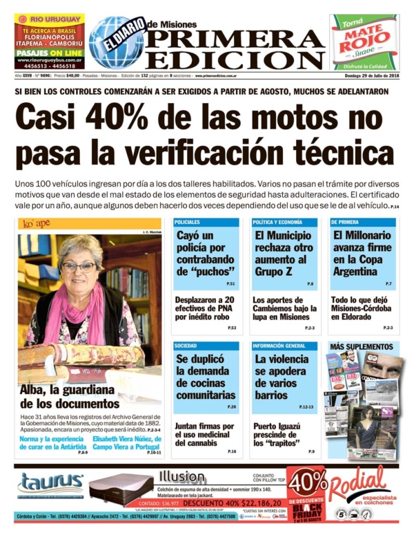Tapa Domingo 29 de julio de 2018