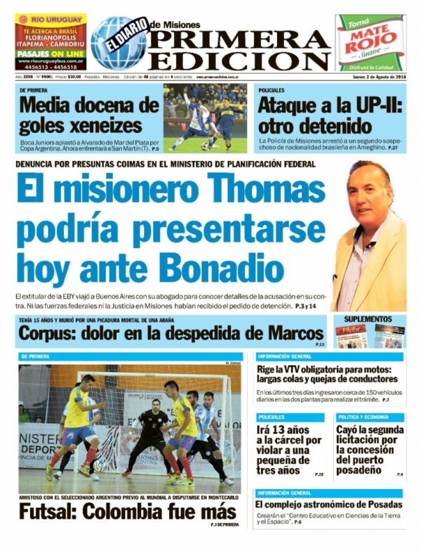 Tapa del Jueves 02-08-2018