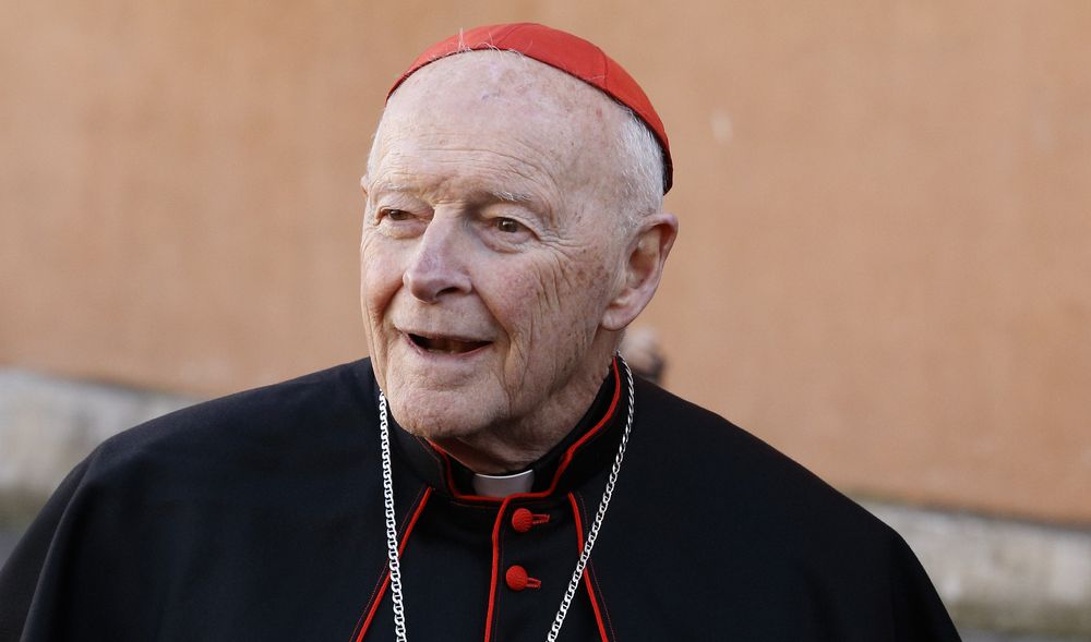 Cardinal Theodore E. McCarrick, retired archbishop of Washington, is pictured during a reception for new cardinals at the Vatican Feb. 22, 2014. Cardinal McCarrick said he will no longer exercise any public ministry "in obedience" to the Vatican after an allegation he abused a teenager 47 years ago was found credible. (CNS photo/Paul Haring) See MCCARRICK-ALLEGATION-ABUSE June 20, 2018.