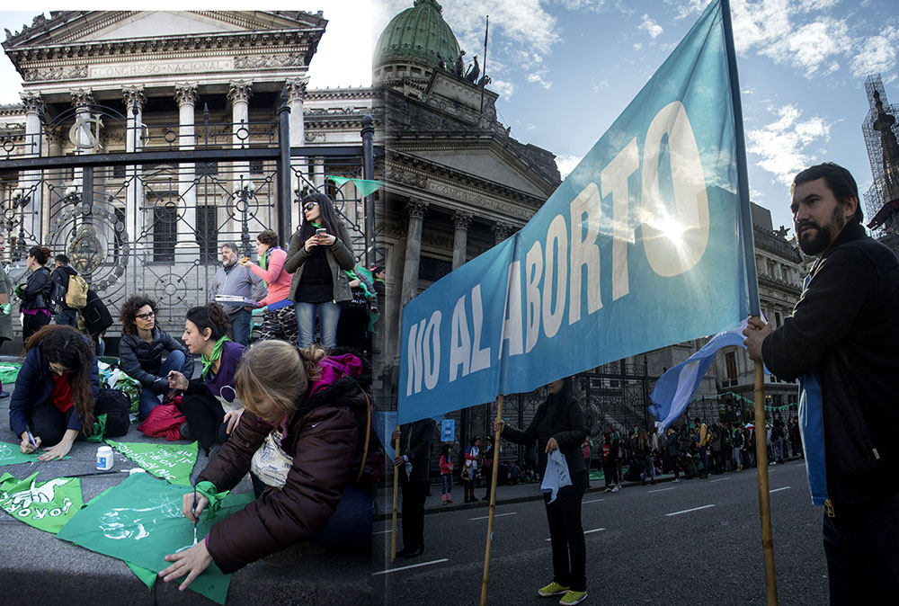 Legalización del aborto: militantes a favor y en contra frente al Congreso