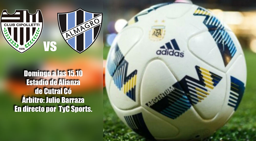 Copa Argentina: Cipolletti y Almagro se miden  en Cutral Có
