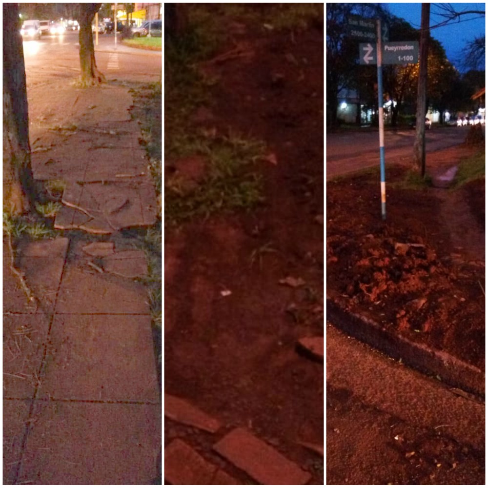 En Eldorado, piden el arreglo de veredas de la avenida San Martín