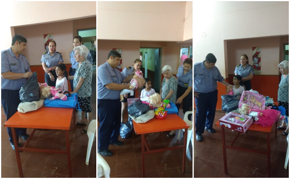 Policías solidarios con un comedor comunitario