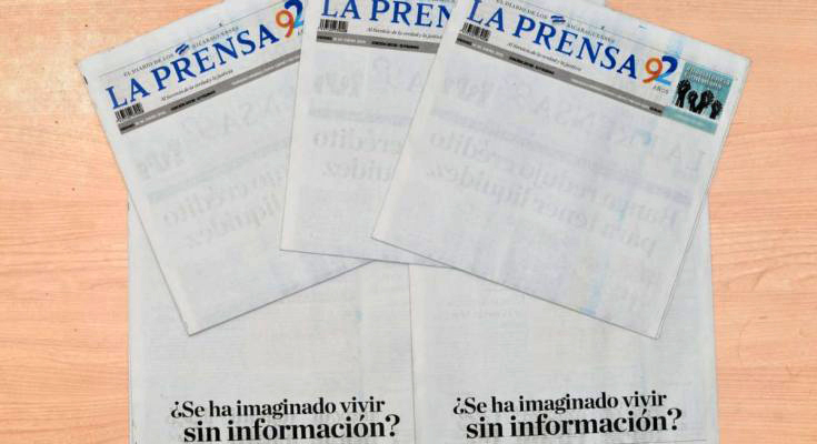 Diario nicaragüense publica portada en blanco en protesta contra el gobierno