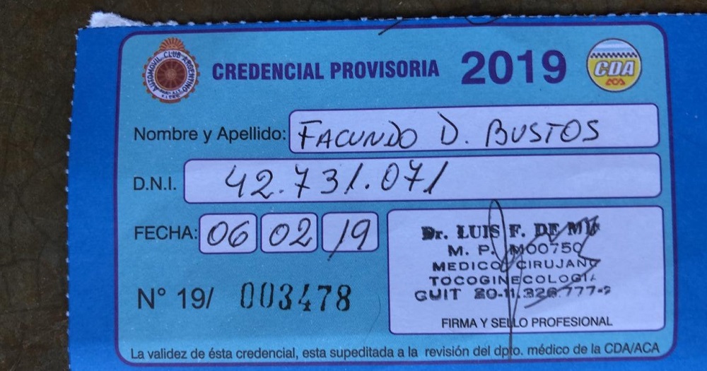 Confirman que Facundo Bustos cuenta con licencia para correr este año