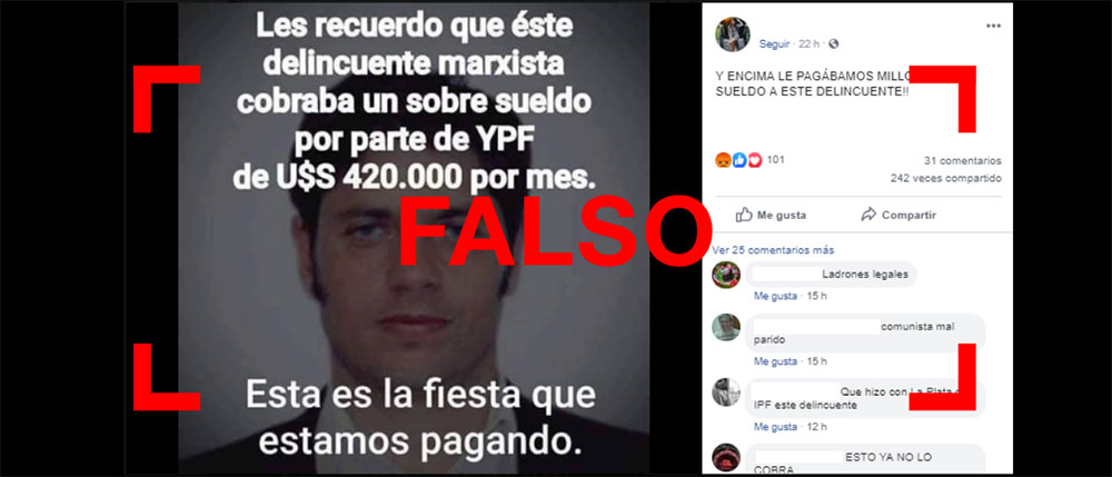 Es falso que Kicillof cobró un sobresueldo como director de YPF