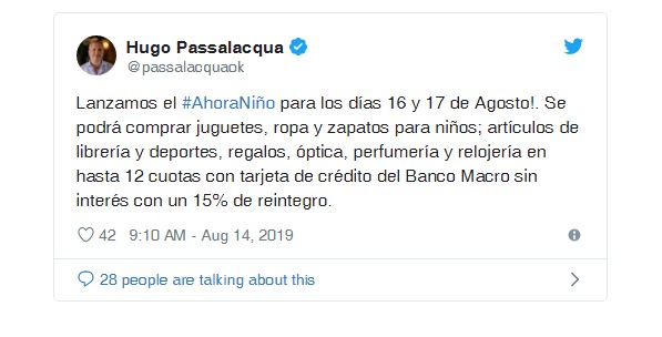 Passalacqua lanzó el Ahora Niño