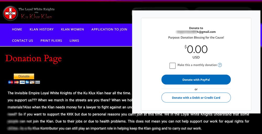 PayPal suspende una cuenta afiliada al grupo de odio Ku Klux Klan
