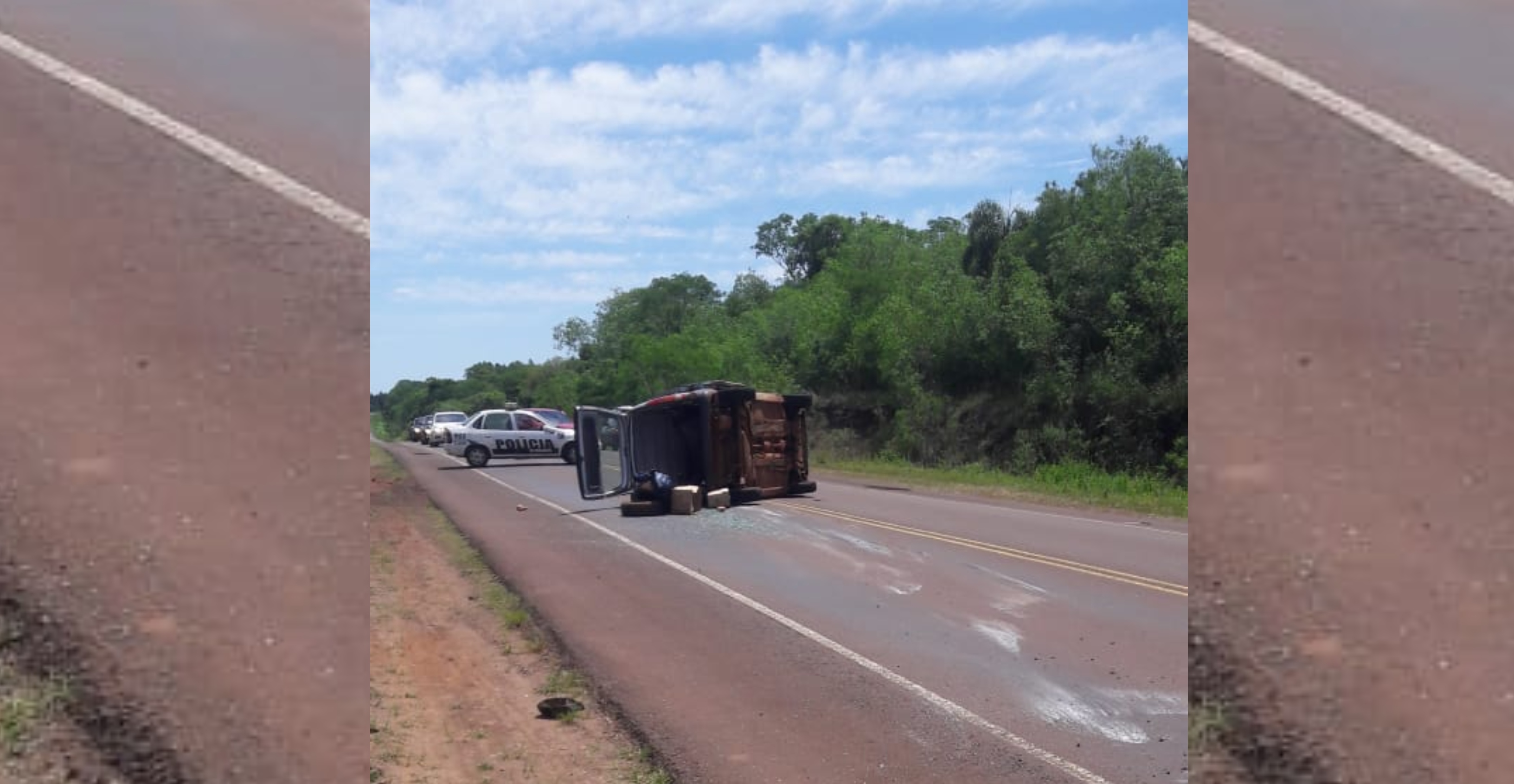 Vuelco de un utilitario dejó varios lesionados cerca de Oberá