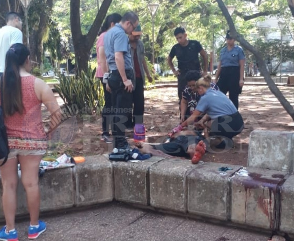 Apuñalaron a un hombre en plena Plaza San Martín