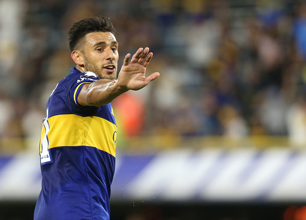 Boca juniors - Eduardo Salvio festejando uno de sus dos goles ante Godoy Cruz