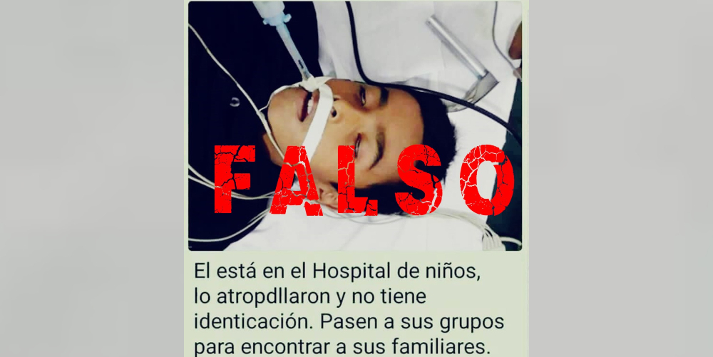 Alertan que es falsa noticia de un niño accidentado e internado en Pediatría