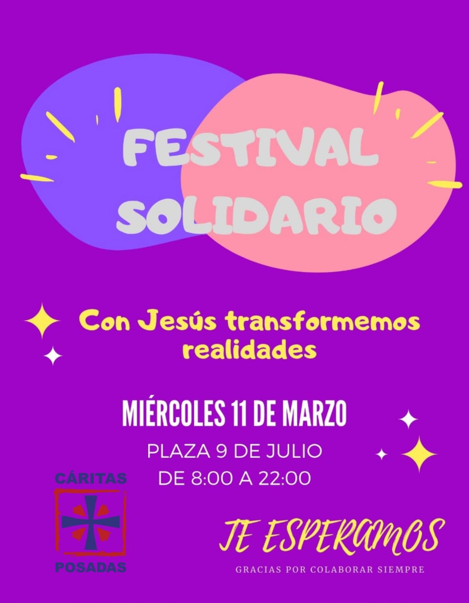 Hoy, festival solidario de Cáritas en la 9 de Julio