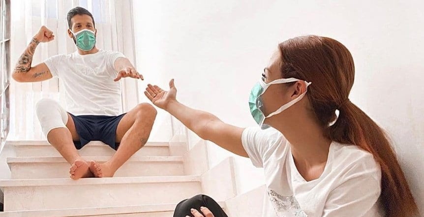 Ezequiel Garay se recuperó del coronavirus y se reencontró con su esposa
