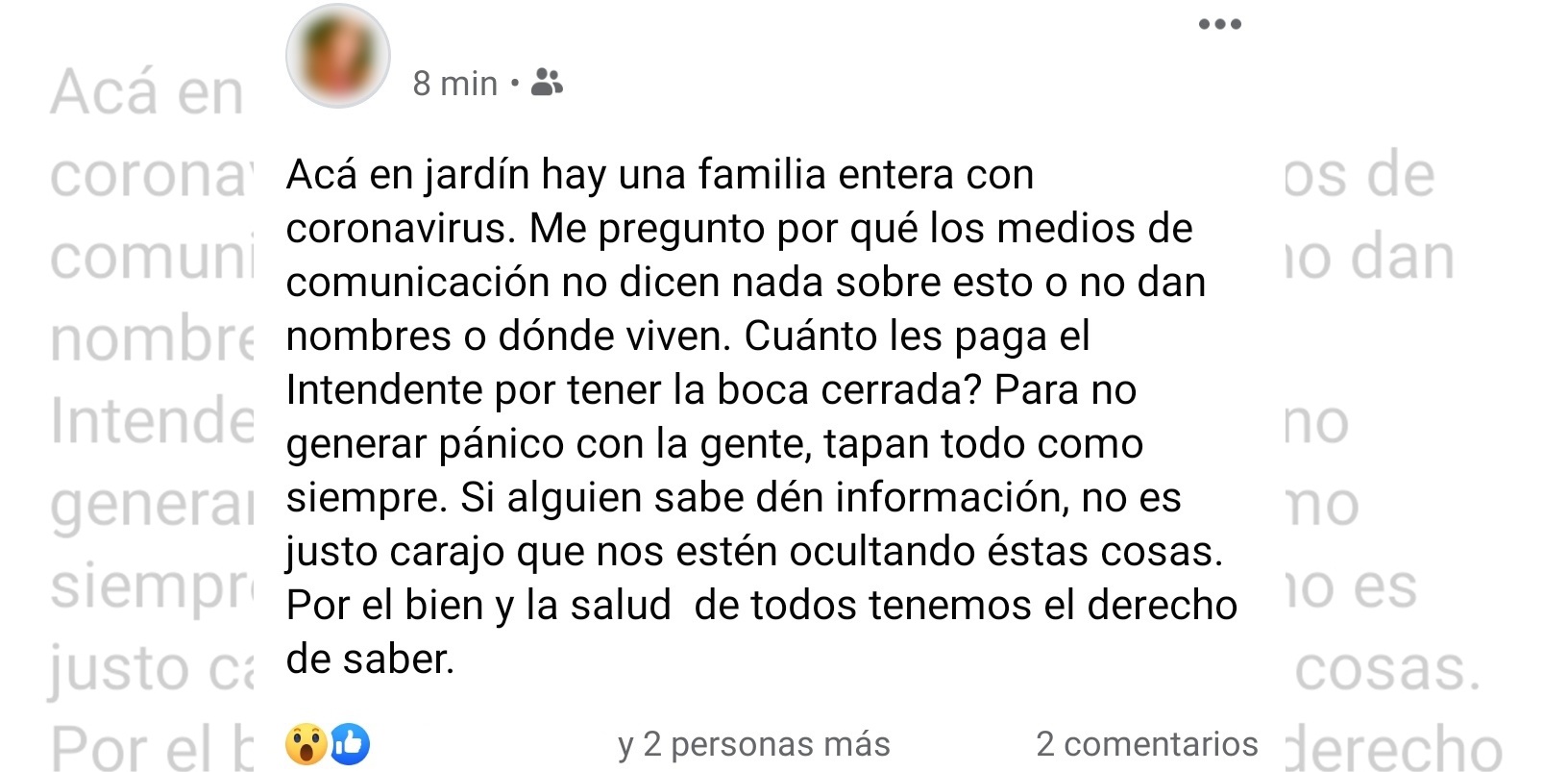 Jardín América - Publicación falsa de Facebook