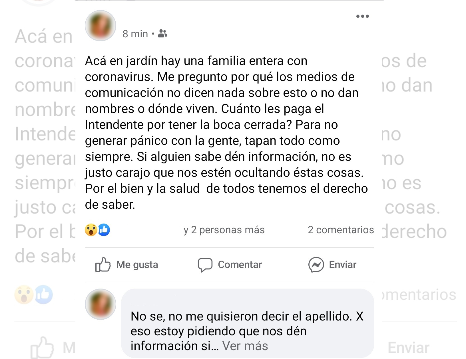 Jardín América - Publicación falsa de Facebook