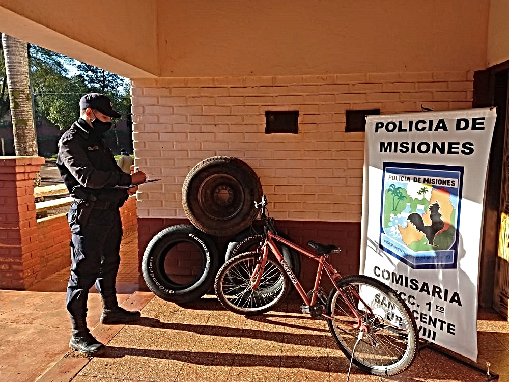 Recuperan bicicleta y autopartes robadas en San Vicente