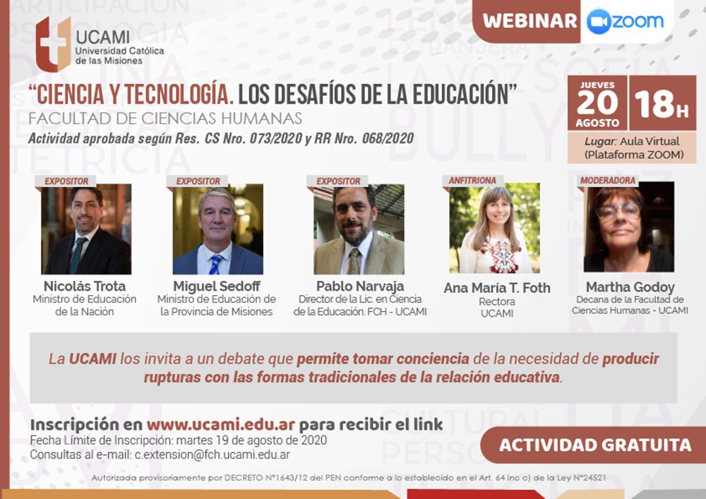 La UCAMI invita a webinar acerca de los desafíos de la educación