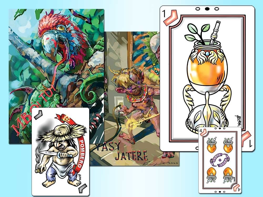 Ilustraciones que dan vida a personajes de la mitología guaraní