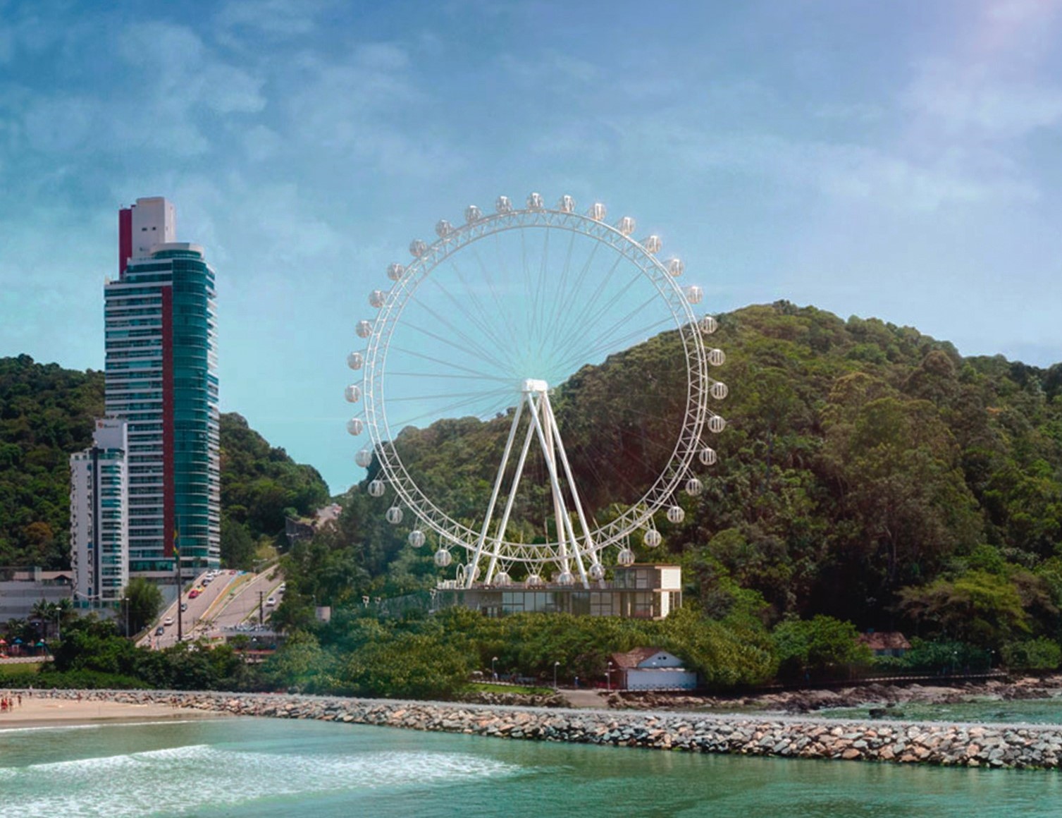 Se terminó de ensamblar la nueva noria que tendrá Camboriú