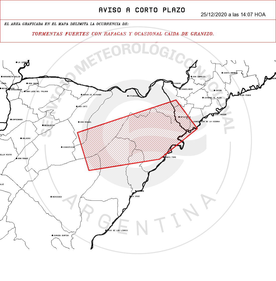 Cesó el alerta por tormentas para Apóstoles y Concepción de la Sierra