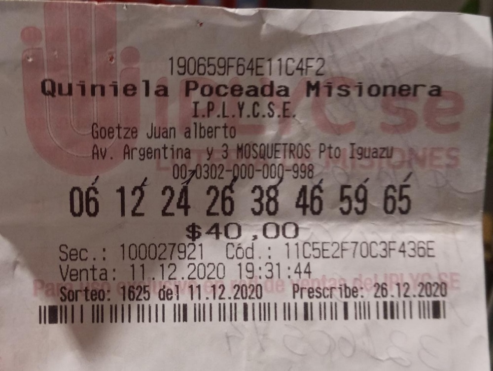 Empleado de Iguazú ganó casi 9 millones de pesos en la Poceada