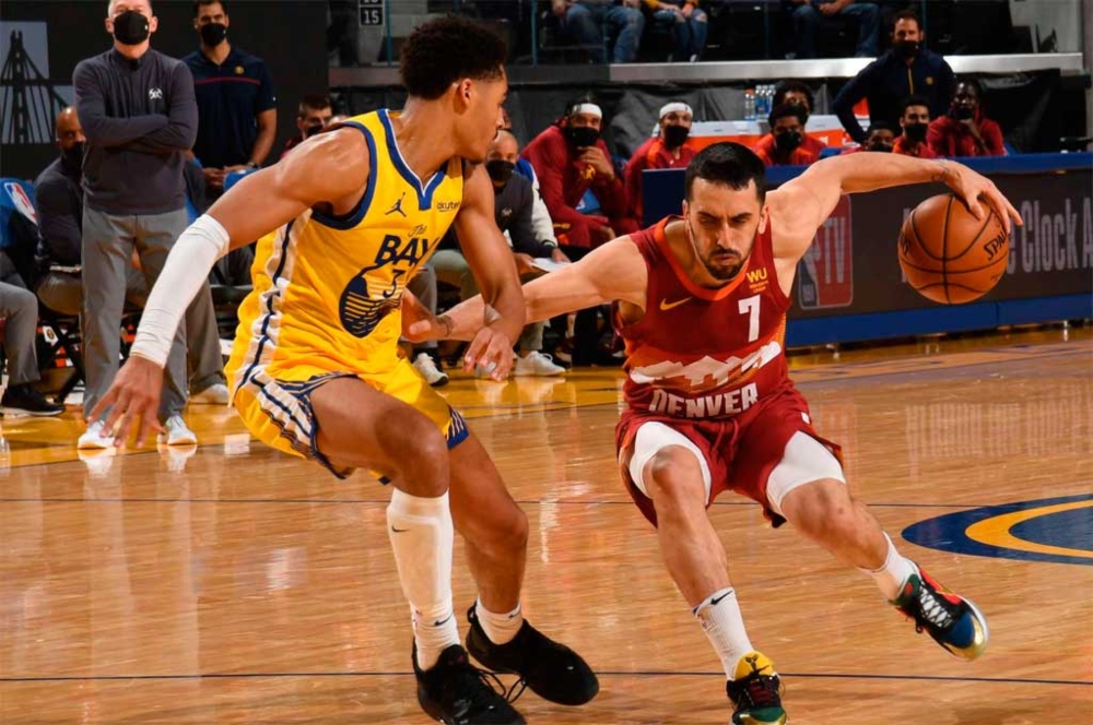 Denver Nuggets, con siete puntos de Campazzo, perdió ante Golden State Warriors