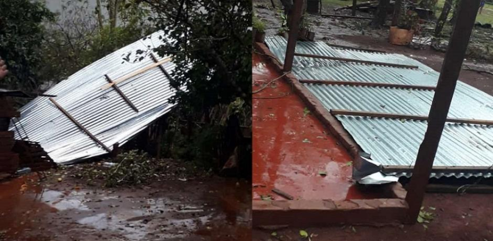 Voladura de techos y caída de árboles tras temporal en Eldorado