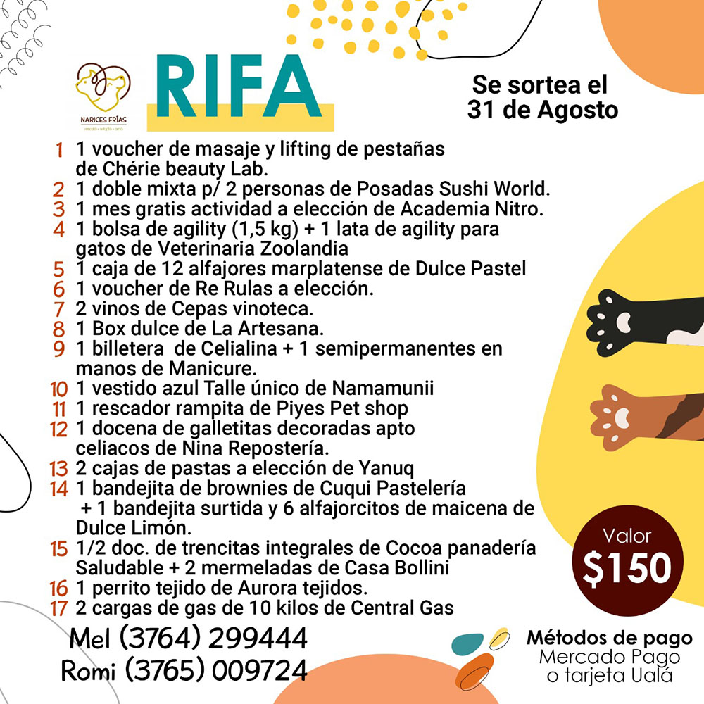 Narices Frías - rifa benéfica