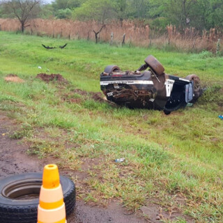 Una patrulla de Seguridad Vial volcó sobre la Ruta 12