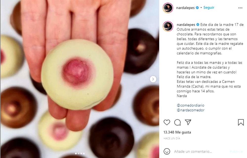 Tetas de chocolate, propuesta de reconocida chef argentina para el Día de la Madre