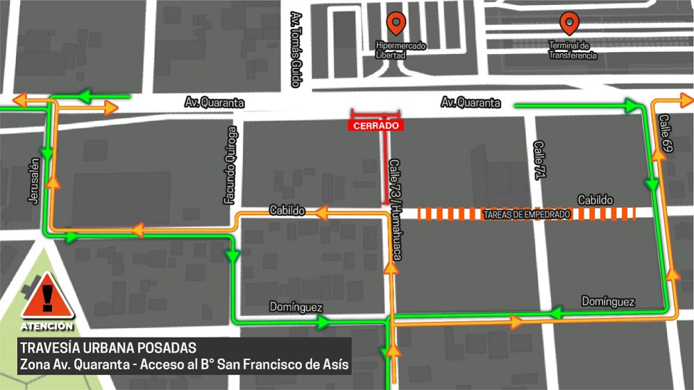 Nuevos cortes de tránsito en la Travesía Urbana de Posadas