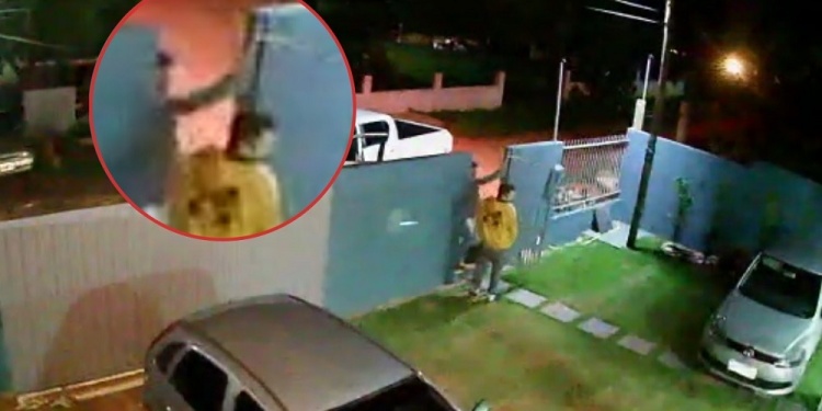 GOLPE EN EL ROSTRO. Las imágenes de cámaras de seguridad indicarían un primer ataque de Diego Pimentel al brasileño.