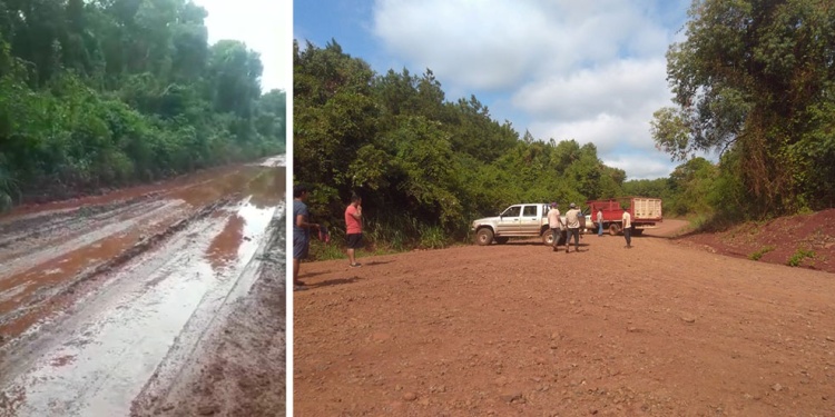 INTRANSITABLE Y MEDIDAS A TOMAR. Con las últimas lluvias, la ruta provincial 18 volvió a estar intransitable (izq) y analizan nuevos cortes (der).