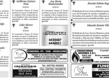 Fúnebres del Jueves 12 de Mayo de 2022