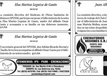 Fúnebres del Miércoles 11 de Mayo de 2022