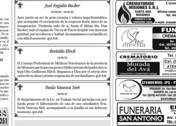 Fúnebres del Viernes 20 de Mayo de 2022