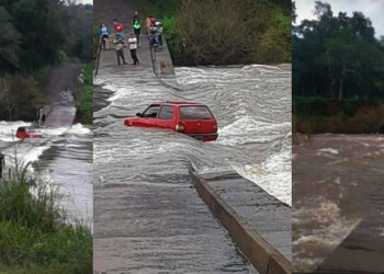 Automovilista quedó atrapado en el agua por la crecida del arroyo Piray Guazú