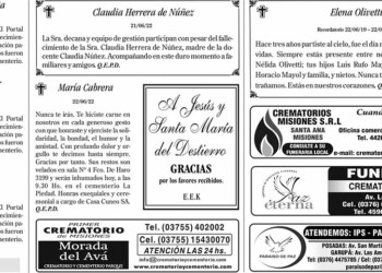 Fúnebres del Jueves 23 de Junio de 2022