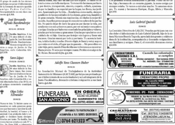 Fúnebres del Jueves 30 de Junio de 2022