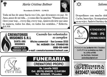 Fúnebres del domingo 19 de junio de 2022