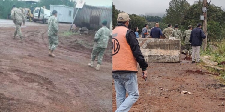 MANOS A LA OBRA. Personal del Ejército Argentino estuvo ayer tomando medidas y viendo el lugar.
