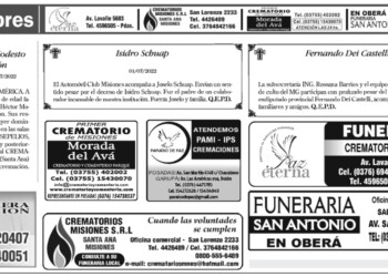 Fúnebres del lunes 4 de julio de 2022