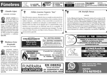 Fúnebres del lunes 18 de julio de 2022