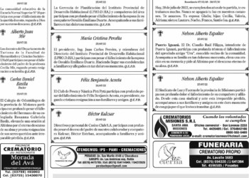 Fúnebres del Jueves 28 de Julio de 2022