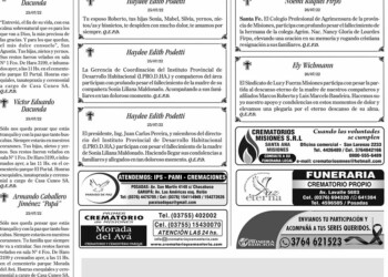 Fúnebres del Miércoles 27 de Julio de 2022