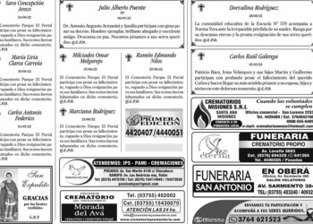 Fúnebres del viernes 8 de julio de 2022